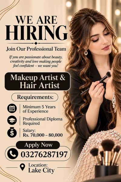 We Are Hiring Senior Hair And Make-up Artist