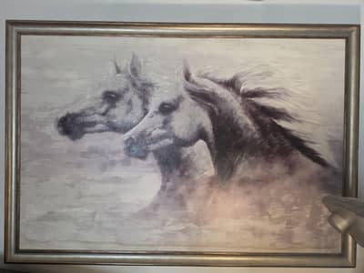 Stunning 2 horse framed painting for living room/ office decor