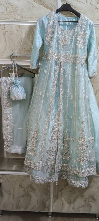 Brand new open style mint green maxy , heavy silver work Medium size