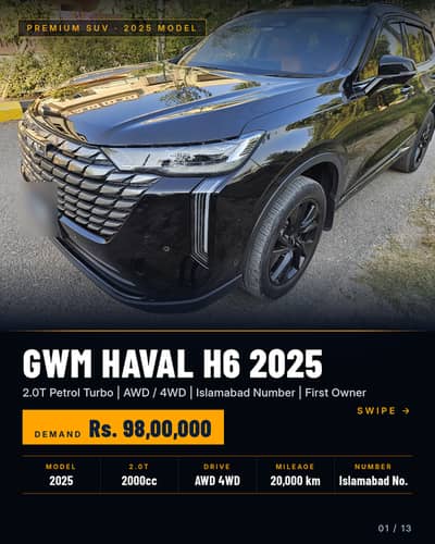Haval H6 2025, 2.0T AWD, First Owner, Islamabad Number