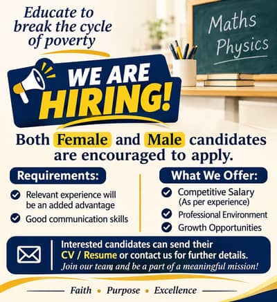 maths and physics teacher needed
