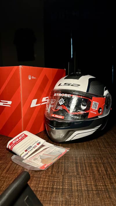 Ls2 strobe 2 modular helmet white red blue grey color