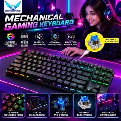 ZERODATE RGB Mechanical Gaming Keyboard – 87 Keys**