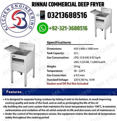 Rinnai Fryer Imported , Gas Fryer commercial , Rinnai Fryer Imported