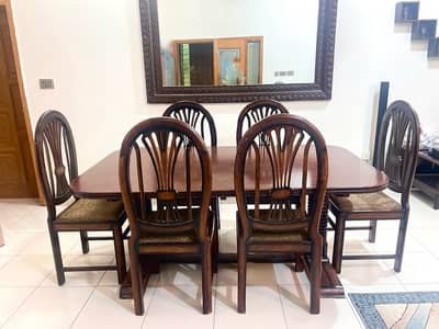 Pure Sheesham Wood 6-Seater Dining Table Set