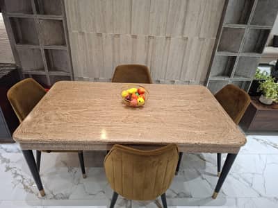 Brand- New Dining Table 6 Chairs, Modren Dining Table- Velvet Chairs