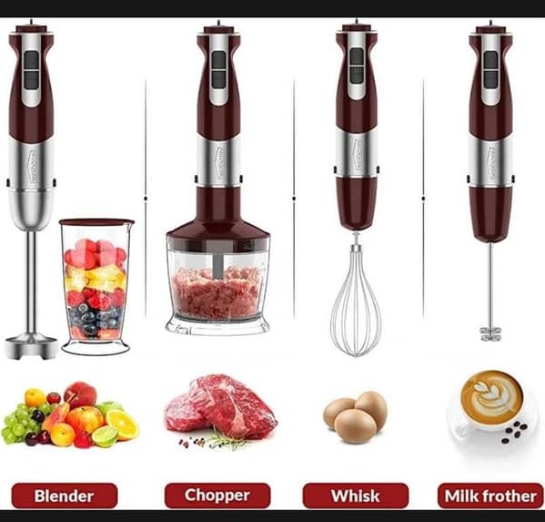 T  5 In 1 Multifunctional Hand Blender Set with Chopper , mixer , milk frother, Jar , , Powerful And Efficient Food Blender 800W/1000 watts