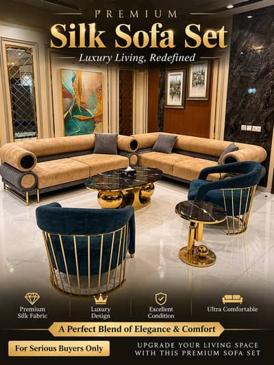 LuxurySilk L-Shape Sofa Set for Sale|PremiumDesign|Excellent Condition