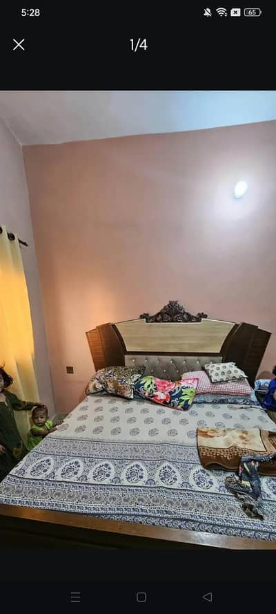 new condition bed, side table, cupboard,full mirror