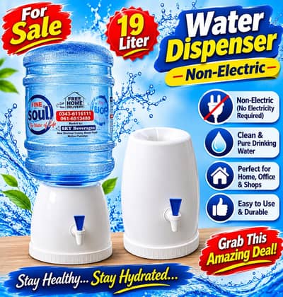 Non-Electric Water Despenser With 19 LTR New Bottle