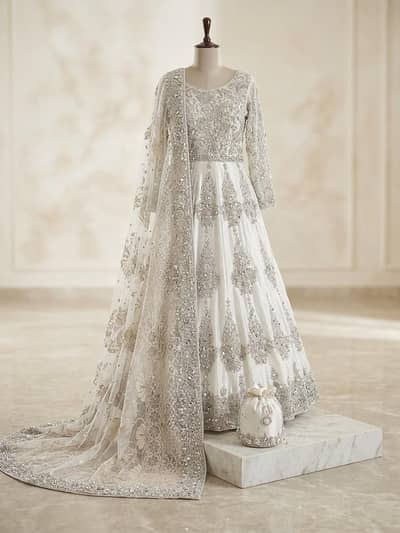 Premium Ivory/Off-White Bridal Maxi / Lehenga – Negotiable Price