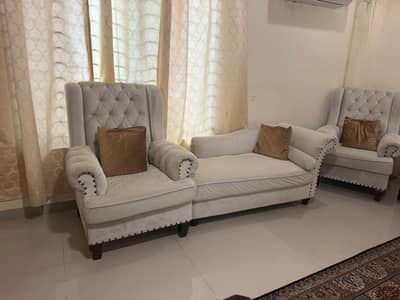 Luxury Cream Velvet Sofa Set