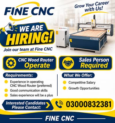 CNC WOOD ROUTER OPERATOR & SALES EXECUTIVE