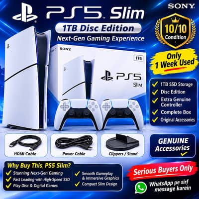 Sony PlayStation 5 Slim 1TB Disc Edition 10/10 Like New