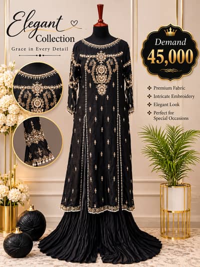 Elegant Black Embroidered Long Shirt – Premium Wedding Wear |