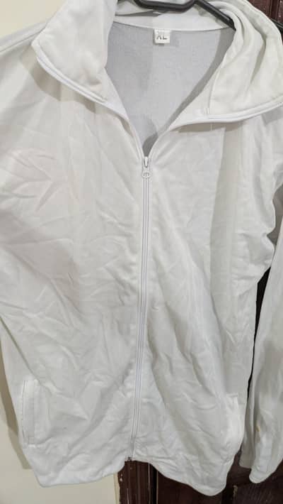 White zip up jacket for track suits