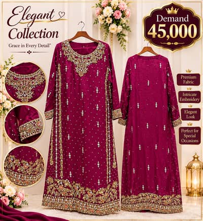 Luxury Deep Wine Pink Embroidered Long Shirt – Wedding Wear | D