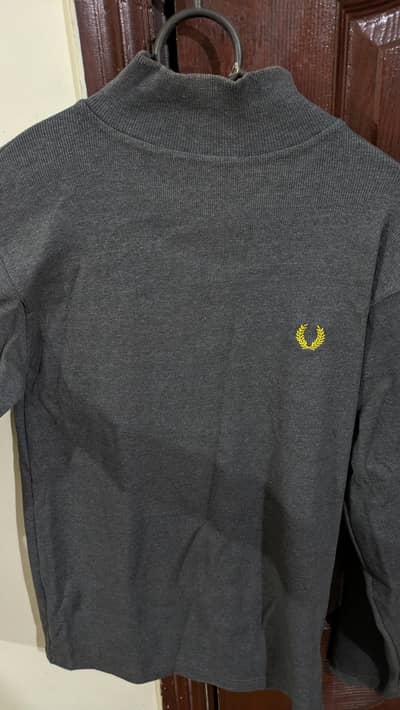 Men's Dark Grey High-Neck / Mock-Neck Long Sleeve Shirt (Size L)