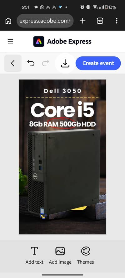 Dell Core i5 3050 8gb RAM 500gb sff tower
