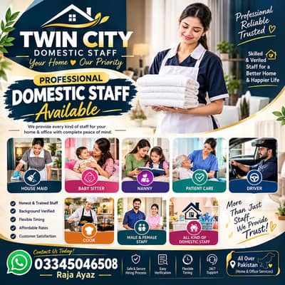 House Maids BabySitter Couple Cook Chef Drivers Trained Nursing staff