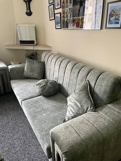 5 Seater Sofa Set - Textured Bag Green
