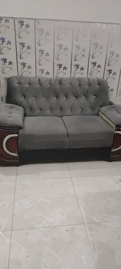 2 seater sofa, poshish sofa, gray valvet poshish