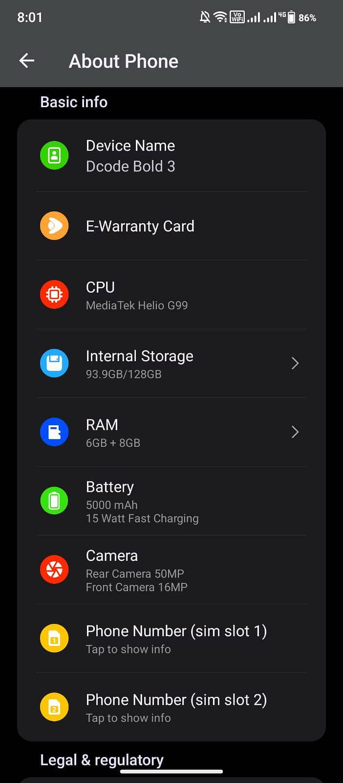 Dcode Bold 2 8+ 128 G99 processer 1