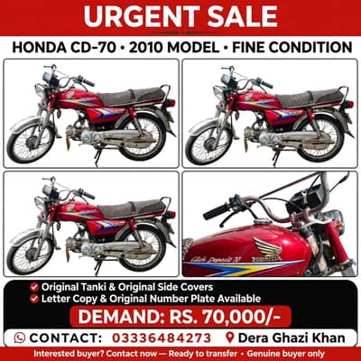 HONDA CD-70 RED COLOR 2010 MODEL