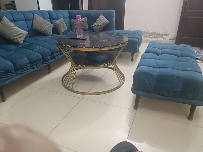 L shaped sofa with table 2