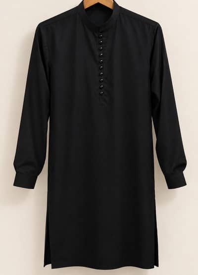 Men's Black Shalwar Kameez Suit – Premium Winter Wear