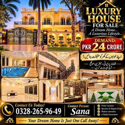 1 kanal house for sale demand 24cr 6 bedroom swimming pool prime loc
