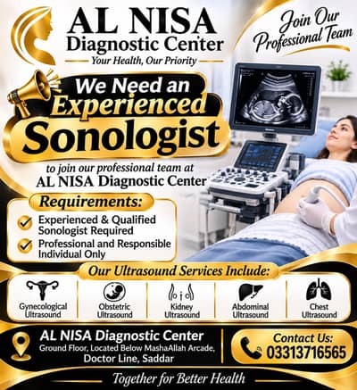 jExperienced sonologist Required For Diagnostic center