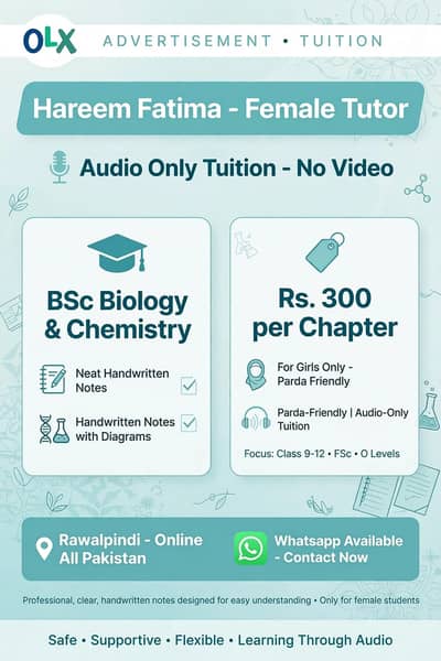 female tutor BSC Bio chem-Audio only -grlz only
