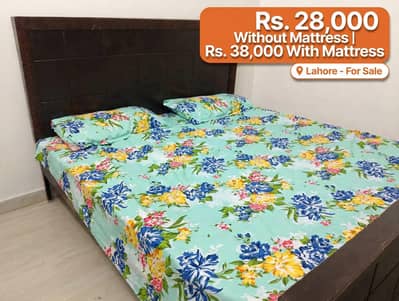 Double Bed with Wooden Frame for Sale - Lahore
