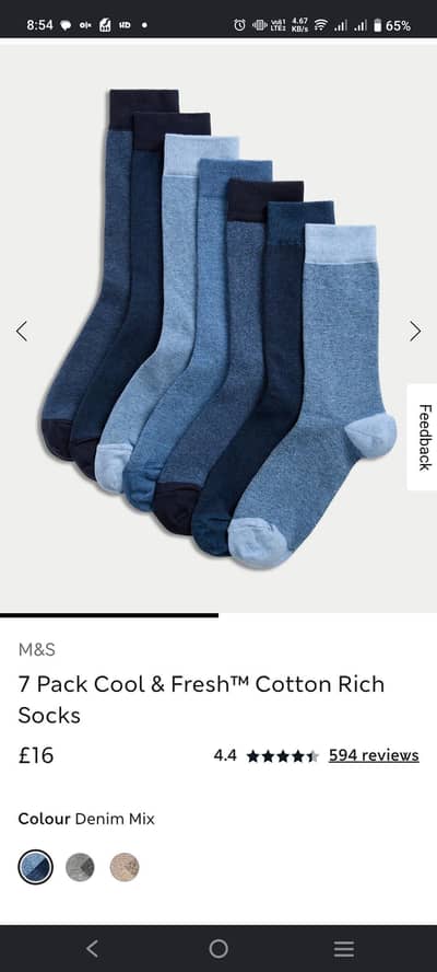 M&S Men's Cotton Rich Socks –7 Pairs original uk brand