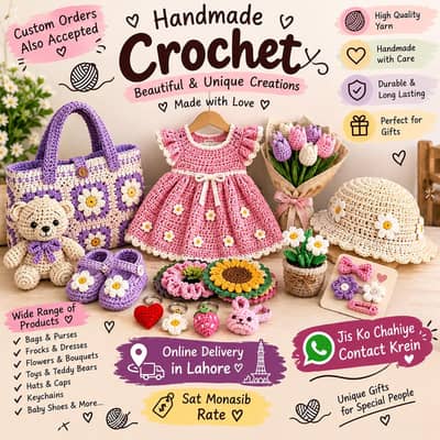 Handmade Crochet Baby Frocks & Woolen Dresses
