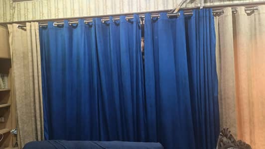 2 pair Curtain set royal + beige velvet fabric excellent condition