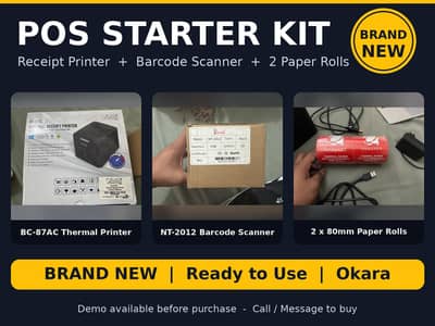 Brand New POS Kit: BC-87AC Printer + NT-2012 Scanner + 2 Paper Rolls