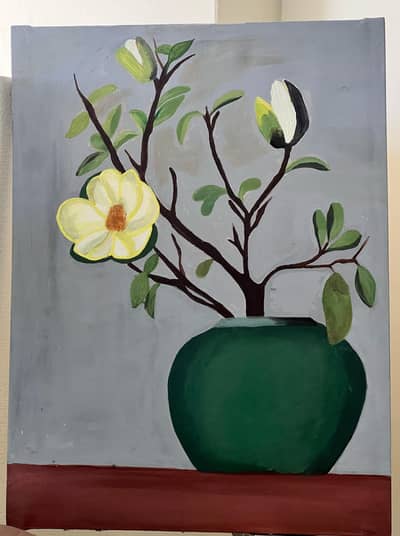 Handmade Floral Vase Acrylic Painting – Wall Art