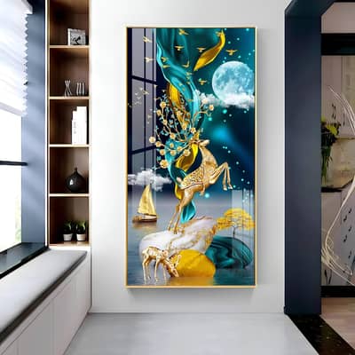 Luxury 3D “Golden Dreams – Moonlit Deer Fantasy Art”