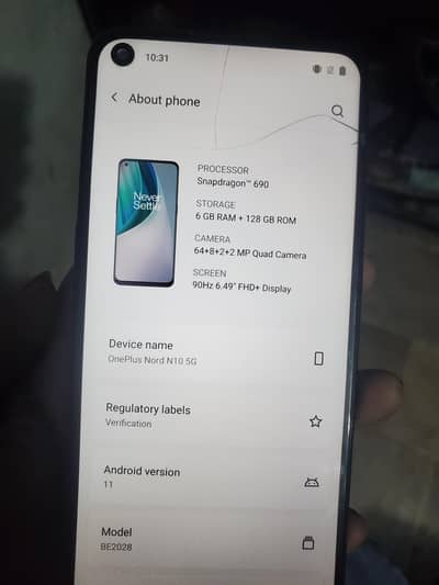 One Plus Nord N10 5g gaming device