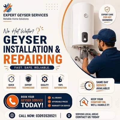 Professional Geyser Installation & Repairing Services | Gas & Electric