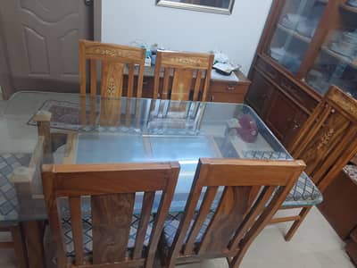 Six Seater Dining Table with Chairs, Excellent Condition