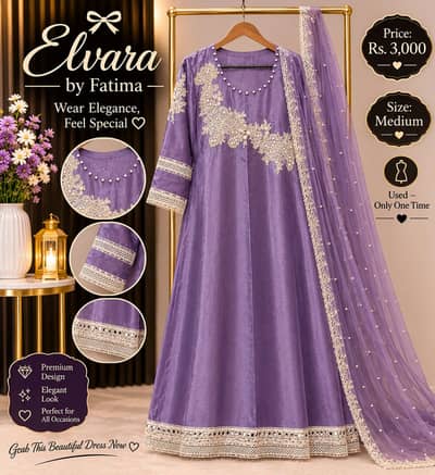 beautiful lavender color frock ready to wear >DM to oder