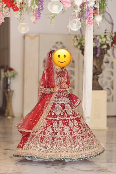 Title: Beautiful Red Bridal Lehenga with Heavy Golden Embroidery