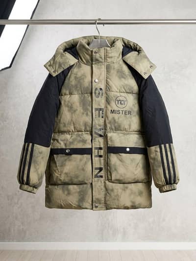 Puffer jacket in beautiful olive green colour
