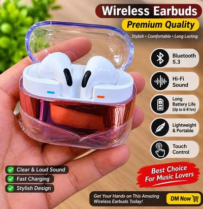 Wireless Bluetooth Earbuds with Charging Case – Stylish Design