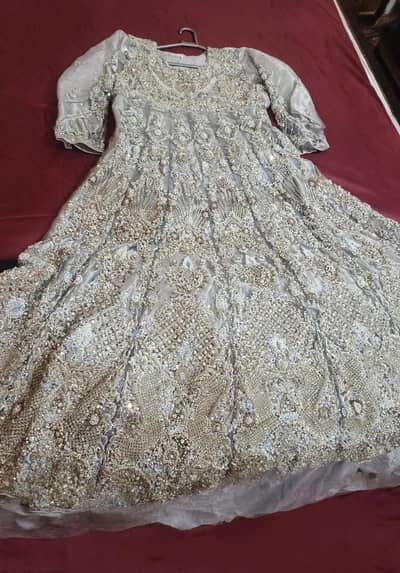 Silver Grey Heavy Bridal  - Full Dabka, Pearl and Stone Work worn once
