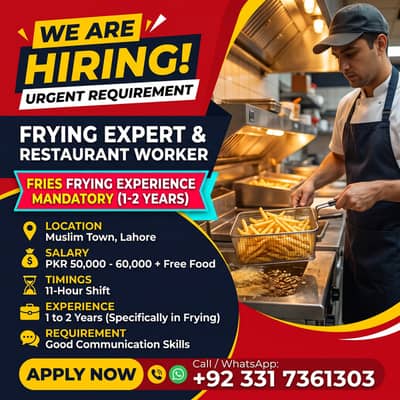 URGENT HIRING: Frying Chef / Restaurant Worker (Fries Specialist)