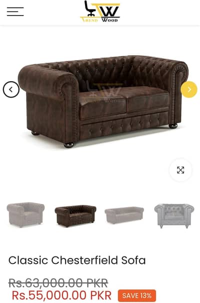 TrendWood 2 seater chester Premium Sofa perfect condition